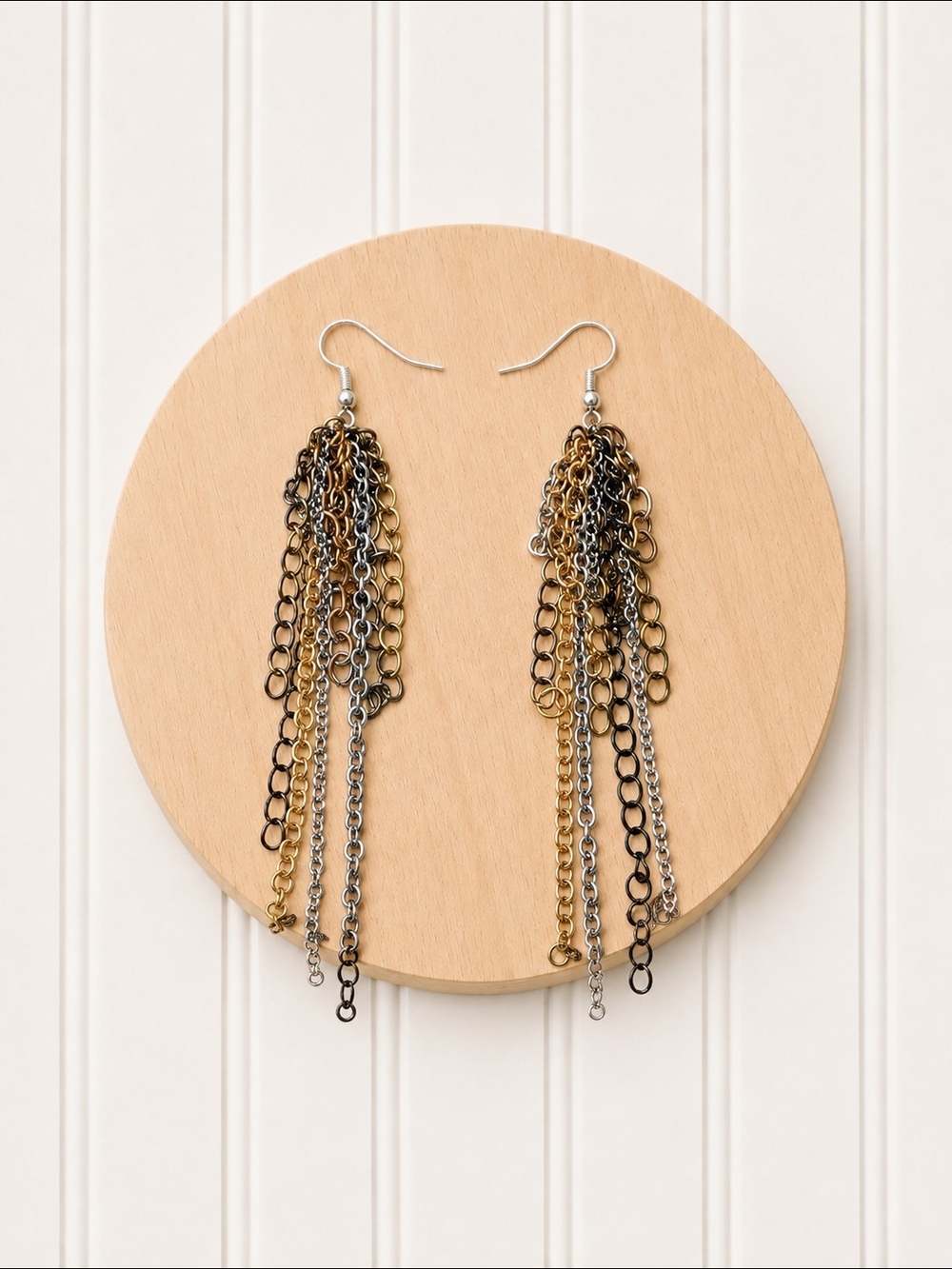 Mixed Metal Tassel Chain Drop Earrings - Multi